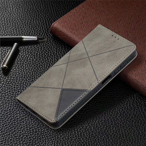 Handytasche Stand Schutzhülle Flip Leder Hülle L01 für Samsung Galaxy A12 Nacho Grau