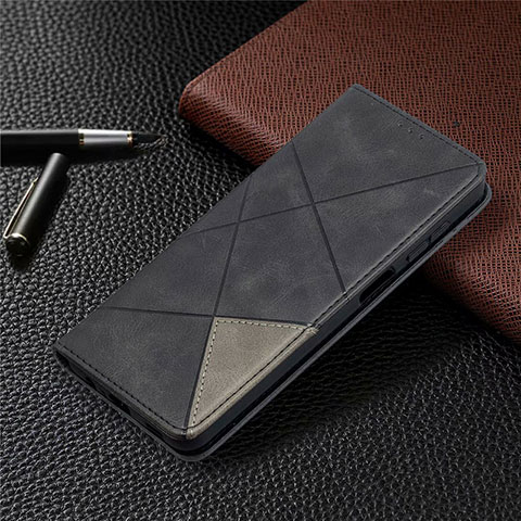 Handytasche Stand Schutzhülle Flip Leder Hülle L01 für Samsung Galaxy A12 Nacho Schwarz