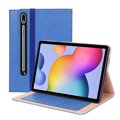 Handytasche Stand Schutzhülle Flip Leder Hülle L01 für Samsung Galaxy Tab S7 Plus 5G 12.4 SM-T976 Blau