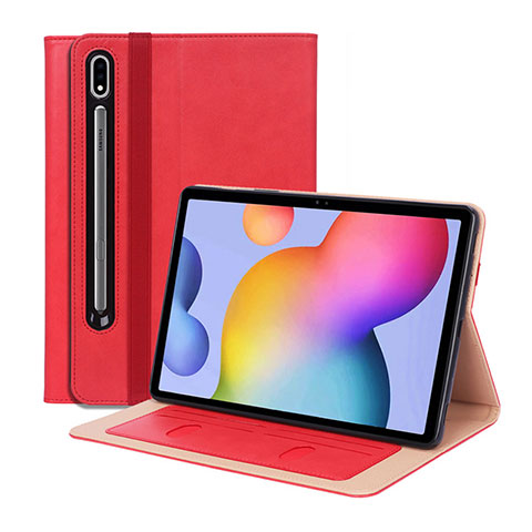 Handytasche Stand Schutzhülle Flip Leder Hülle L01 für Samsung Galaxy Tab S7 Plus 5G 12.4 SM-T976 Rot