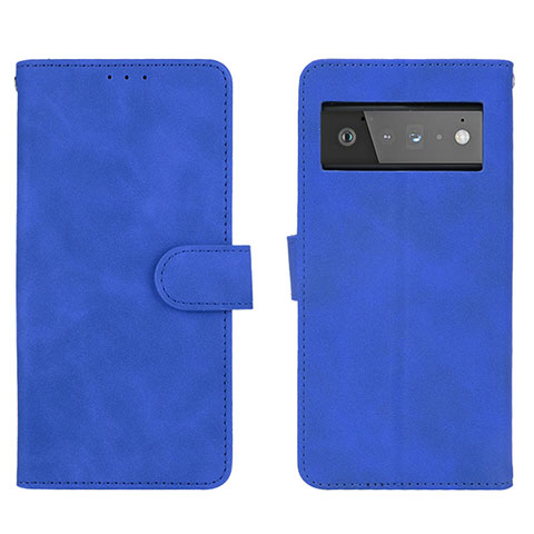 Handytasche Stand Schutzhülle Flip Leder Hülle L01Z für Google Pixel 6 Pro 5G Blau