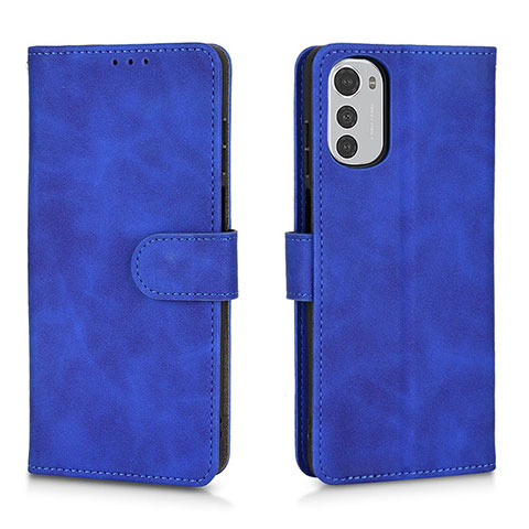 Handytasche Stand Schutzhülle Flip Leder Hülle L01Z für Motorola Moto E32 Blau