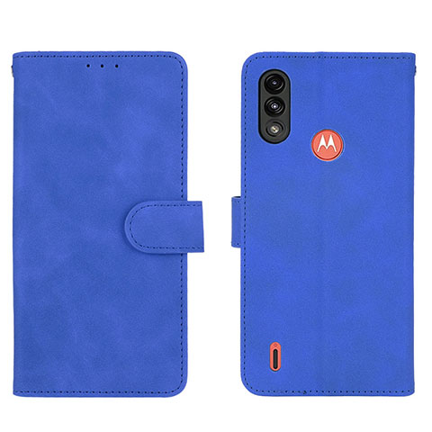 Handytasche Stand Schutzhülle Flip Leder Hülle L01Z für Motorola Moto E7 Power Blau