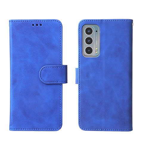 Handytasche Stand Schutzhülle Flip Leder Hülle L01Z für Motorola Moto Edge 20 5G Blau