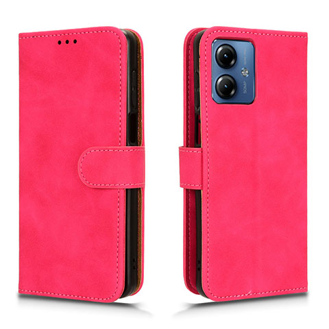 Handytasche Stand Schutzhülle Flip Leder Hülle L01Z für Motorola Moto G14 Pink