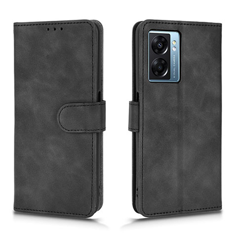 Handytasche Stand Schutzhülle Flip Leder Hülle L01Z für Oppo A77 5G Schwarz