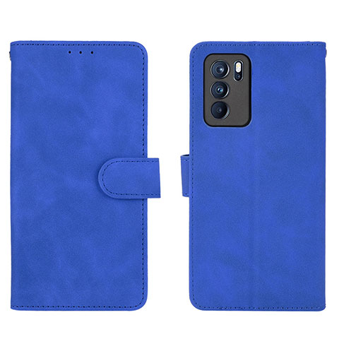 Handytasche Stand Schutzhülle Flip Leder Hülle L01Z für Oppo Reno6 Pro 5G India Blau