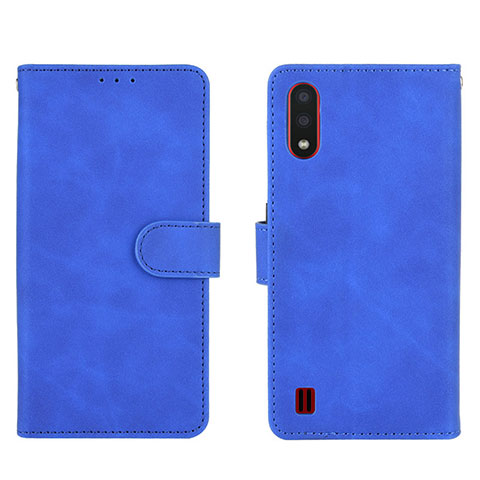 Handytasche Stand Schutzhülle Flip Leder Hülle L01Z für Samsung Galaxy A01 SM-A015 Blau