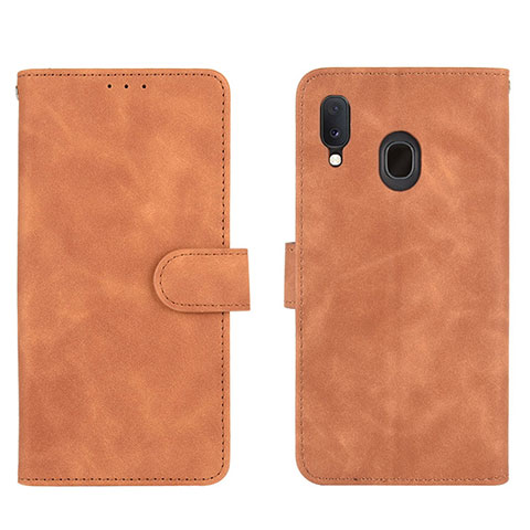 Handytasche Stand Schutzhülle Flip Leder Hülle L01Z für Samsung Galaxy A20 Braun