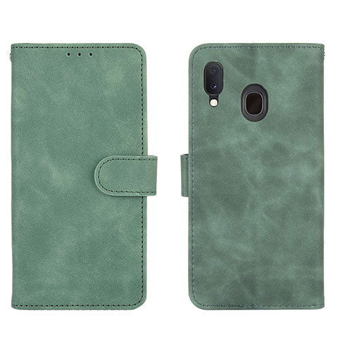 Handytasche Stand Schutzhülle Flip Leder Hülle L01Z für Samsung Galaxy A20 Grün