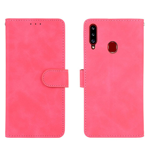 Handytasche Stand Schutzhülle Flip Leder Hülle L01Z für Samsung Galaxy A20s Pink