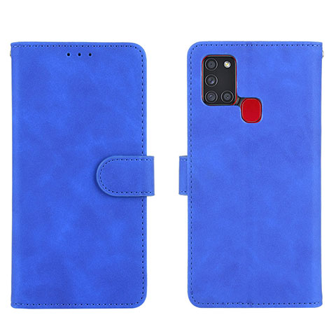 Handytasche Stand Schutzhülle Flip Leder Hülle L01Z für Samsung Galaxy A21s Blau