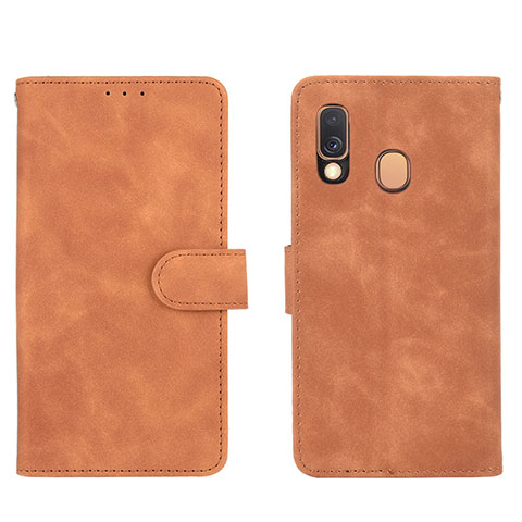 Handytasche Stand Schutzhülle Flip Leder Hülle L01Z für Samsung Galaxy A40 Braun