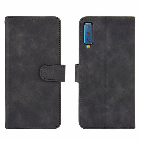 Handytasche Stand Schutzhülle Flip Leder Hülle L01Z für Samsung Galaxy A7 (2018) A750 Schwarz