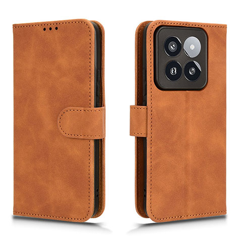 Handytasche Stand Schutzhülle Flip Leder Hülle L01Z für Xiaomi Mi 14 5G Braun