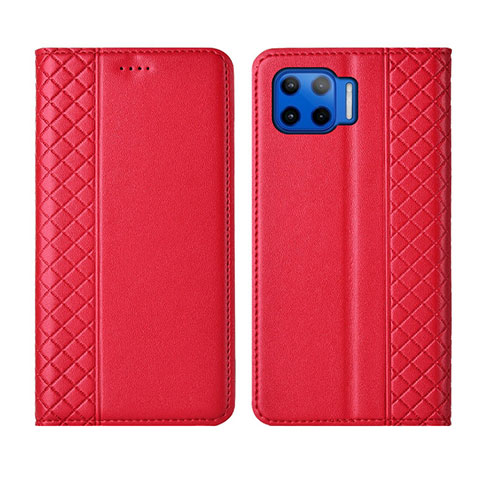 Handytasche Stand Schutzhülle Flip Leder Hülle L02 für Motorola Moto G 5G Plus Rot