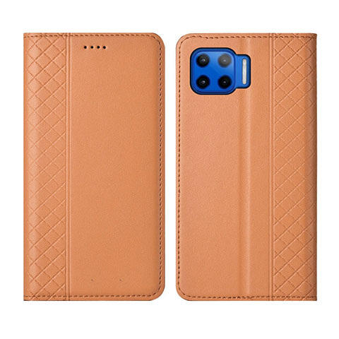 Handytasche Stand Schutzhülle Flip Leder Hülle L02 für Motorola Moto One 5G Orange