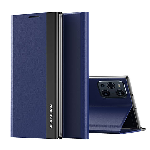 Handytasche Stand Schutzhülle Flip Leder Hülle L02 für Oppo Find X3 5G Blau