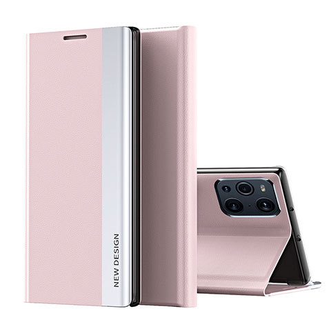 Handytasche Stand Schutzhülle Flip Leder Hülle L02 für Oppo Find X3 5G Rosa