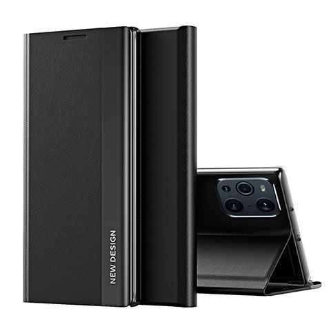 Handytasche Stand Schutzhülle Flip Leder Hülle L02 für Oppo Find X3 Pro 5G Schwarz