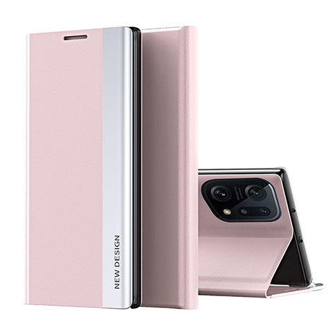 Handytasche Stand Schutzhülle Flip Leder Hülle L02 für Oppo Find X5 5G Rosa