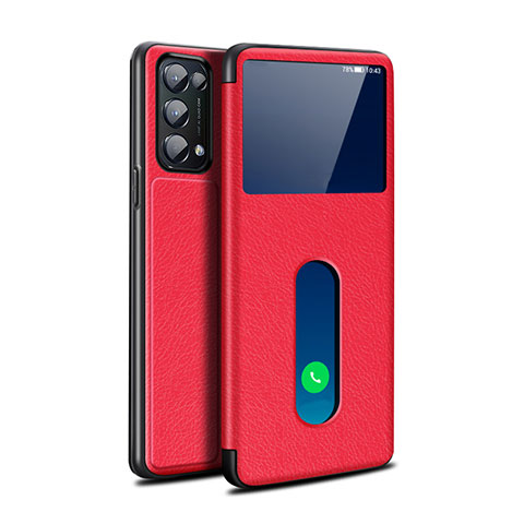 Handytasche Stand Schutzhülle Flip Leder Hülle L02 für Oppo Reno5 5G Rot