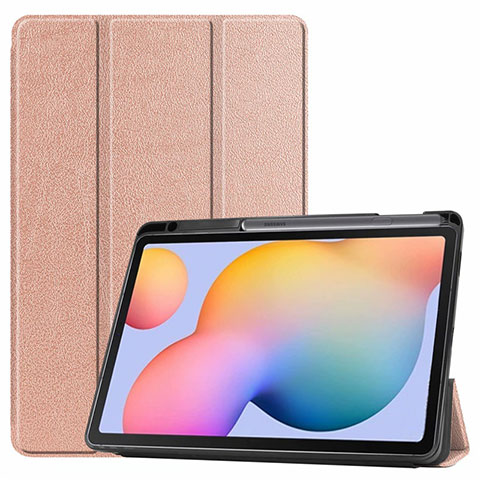 Handytasche Stand Schutzhülle Flip Leder Hülle L02 für Samsung Galaxy Tab S6 Lite 10.4 SM-P610 Rosegold