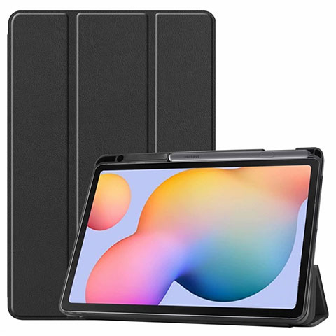 Handytasche Stand Schutzhülle Flip Leder Hülle L02 für Samsung Galaxy Tab S6 Lite 10.4 SM-P610 Schwarz