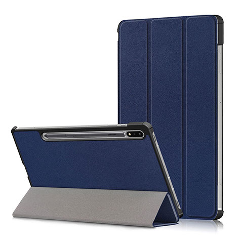 Handytasche Stand Schutzhülle Flip Leder Hülle L02 für Samsung Galaxy Tab S7 11 Wi-Fi SM-T870 Blau