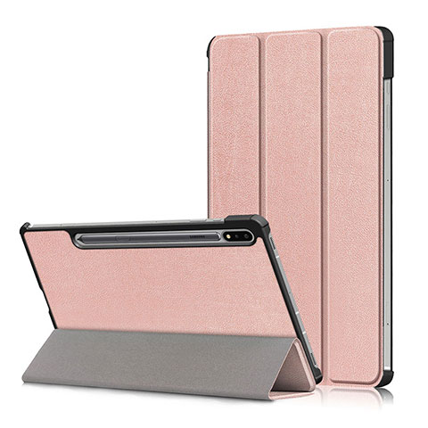 Handytasche Stand Schutzhülle Flip Leder Hülle L02 für Samsung Galaxy Tab S7 11 Wi-Fi SM-T870 Rosegold