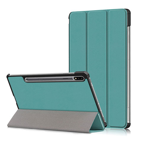 Handytasche Stand Schutzhülle Flip Leder Hülle L02 für Samsung Galaxy Tab S7 4G 11 SM-T875 Cyan