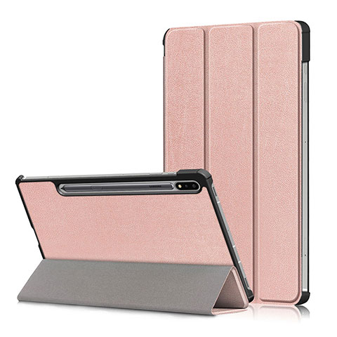 Handytasche Stand Schutzhülle Flip Leder Hülle L02 für Samsung Galaxy Tab S7 Plus 12.4 Wi-Fi SM-T970 Rosegold