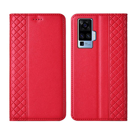 Handytasche Stand Schutzhülle Flip Leder Hülle L02 für Vivo X50 Pro 5G Rot