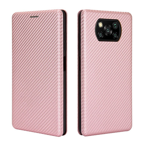 Handytasche Stand Schutzhülle Flip Leder Hülle L02 für Xiaomi Poco X3 Pro Rosegold