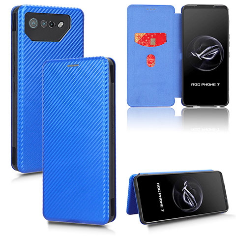 Handytasche Stand Schutzhülle Flip Leder Hülle L02Z für Asus ROG Phone 7 Pro Blau