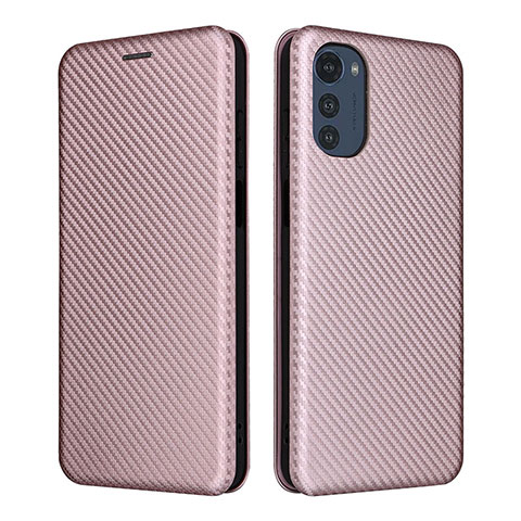 Handytasche Stand Schutzhülle Flip Leder Hülle L02Z für Motorola Moto E32 Rosegold