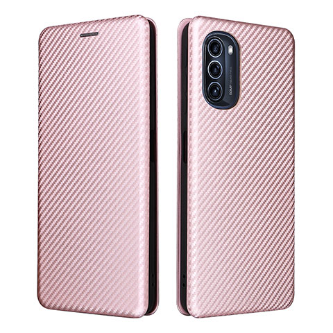 Handytasche Stand Schutzhülle Flip Leder Hülle L02Z für Motorola Moto G52j 5G Rosegold