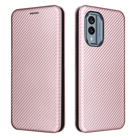 Handytasche Stand Schutzhülle Flip Leder Hülle L02Z für Nokia X30 5G Rosegold