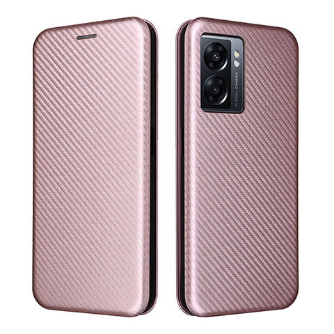 Handytasche Stand Schutzhülle Flip Leder Hülle L02Z für Oppo A56S 5G Rosegold