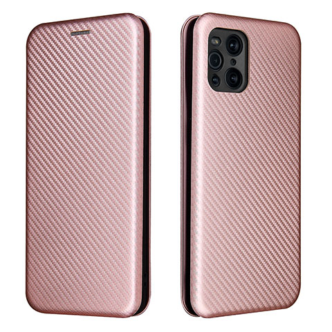 Handytasche Stand Schutzhülle Flip Leder Hülle L02Z für Oppo Find X3 5G Rosegold