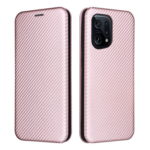 Handytasche Stand Schutzhülle Flip Leder Hülle L02Z für Oppo Find X5 5G Rosegold