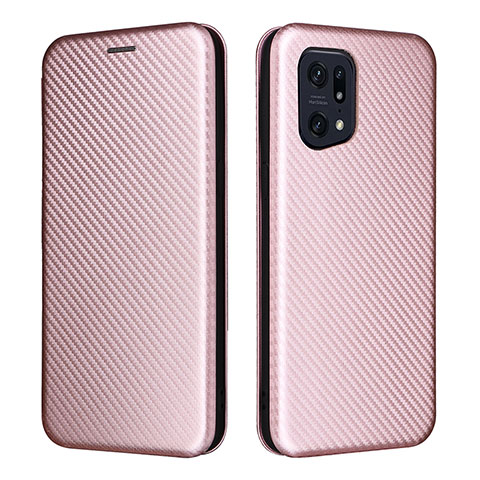 Handytasche Stand Schutzhülle Flip Leder Hülle L02Z für Oppo Find X5 Pro 5G Rosegold