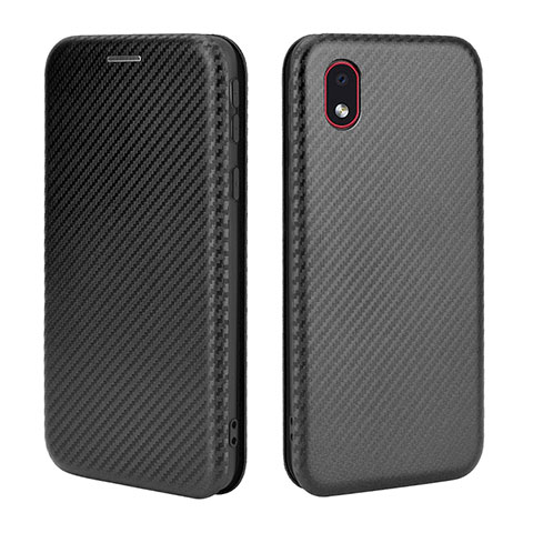 Handytasche Stand Schutzhülle Flip Leder Hülle L02Z für Samsung Galaxy A01 Core Schwarz