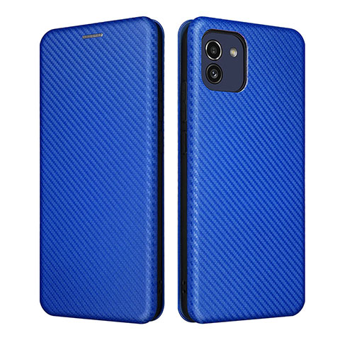 Handytasche Stand Schutzhülle Flip Leder Hülle L02Z für Samsung Galaxy A03 Blau