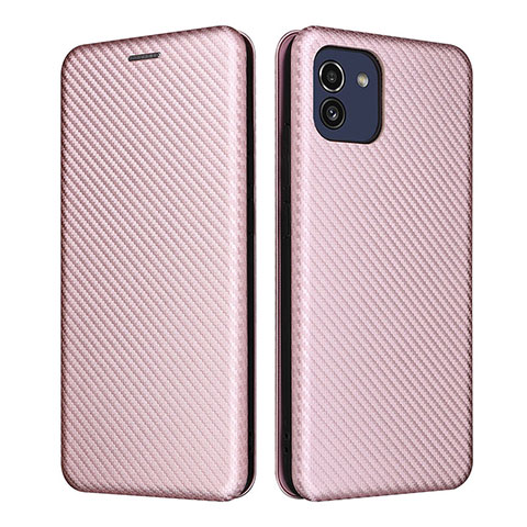 Handytasche Stand Schutzhülle Flip Leder Hülle L02Z für Samsung Galaxy A03 Rosegold