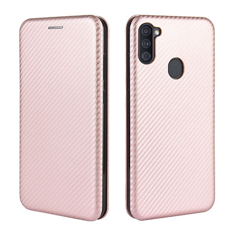 Handytasche Stand Schutzhülle Flip Leder Hülle L02Z für Samsung Galaxy A11 Rosegold