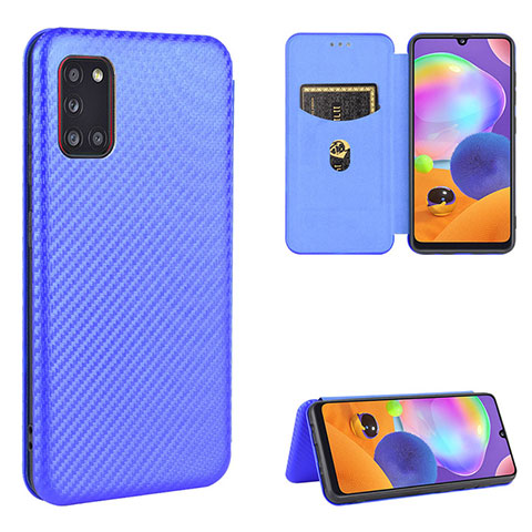 Handytasche Stand Schutzhülle Flip Leder Hülle L02Z für Samsung Galaxy A31 Blau