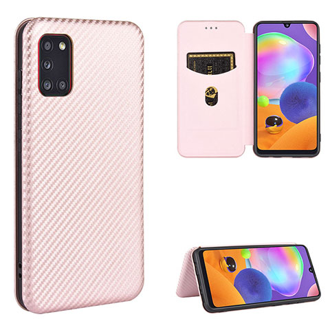 Handytasche Stand Schutzhülle Flip Leder Hülle L02Z für Samsung Galaxy A31 Rosegold