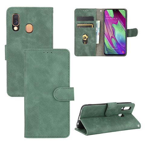 Handytasche Stand Schutzhülle Flip Leder Hülle L02Z für Samsung Galaxy A40 Grün