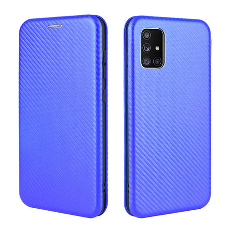 Handytasche Stand Schutzhülle Flip Leder Hülle L02Z für Samsung Galaxy A71 5G Blau